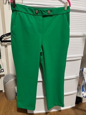 Women's Green Slim Crop Pants